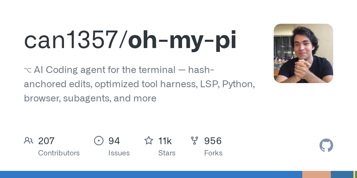 oh-my-pi：开源最强 AI 编码终端 Agent，32 工具 + 40+ 模型