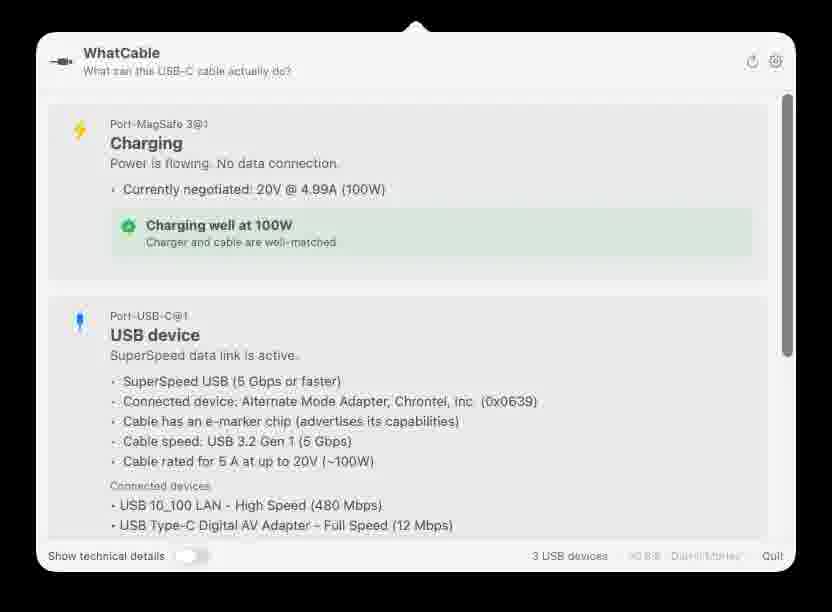 WhatCable：一眼看穿你的 USB-C 线缆到底能干什么