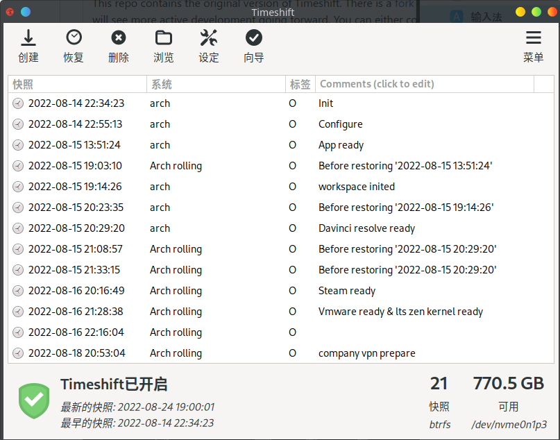 Timeshift 预览